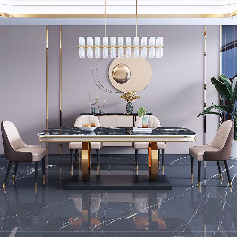 Stone Top Dining Table Traditional Luxury Table with Pedestal Base in Gold Clearhalo 'Dining Tables & Seating' 'Dining Tables' 'dining_table' 'furn' 'furn_dining_table' 'Furniture' 'furniture_dining_table' 'Kitchen & Dining Furniture' 'kitchen' 'kitchen_dining_table' 1200x1200_5d8d8ee9-8fe8-49eb-94b2-355aa30481d9