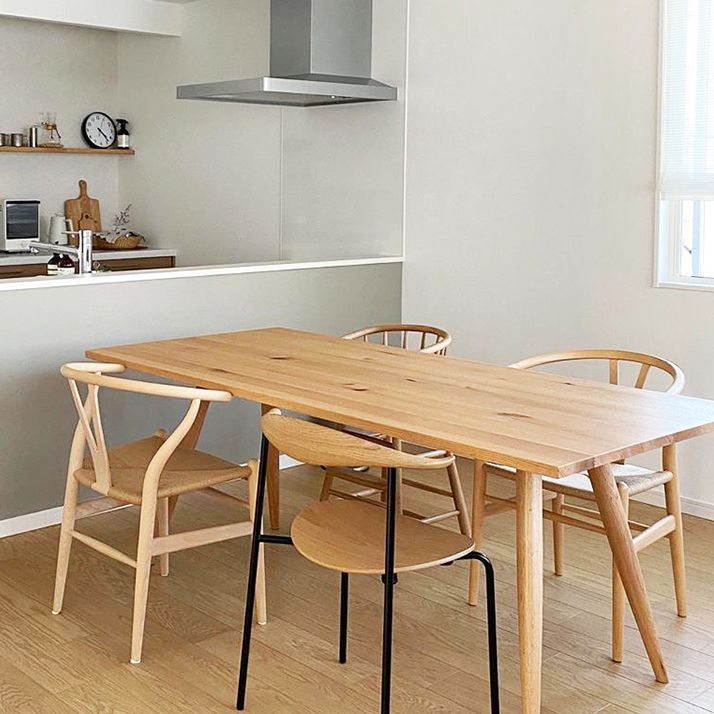 Contemporary Style Pine Dining Table 4 Legs Solid Wood Base Rectangle Table for Home Clearhalo ' dining_table' 'Dining Tables & Seating' 'Dining Tables' 'furn' 'furn_dining_table' 'Furniture' 'furniture_dining_table' 'Kitchen & Dining Furniture' 'kitchen&dining_furn' 'kitchen' 'kitchen_dining_table' 1200x1200_5d8e1a7a-0f5b-4447-b465-5b739797cf56