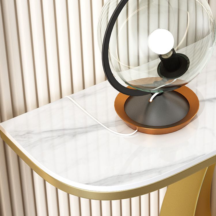 Glam Stone Console Accent Table Half Moon Console Sofa Table for Hall Clearhalo 'Console Tables' 'console_tables' 'Entry & Mudroom Furniture' 'furn' 'furn_console_tables' 'Furniture' 1200x1200_5d8e991f-02d3-4150-9571-ee70e87eb9b5