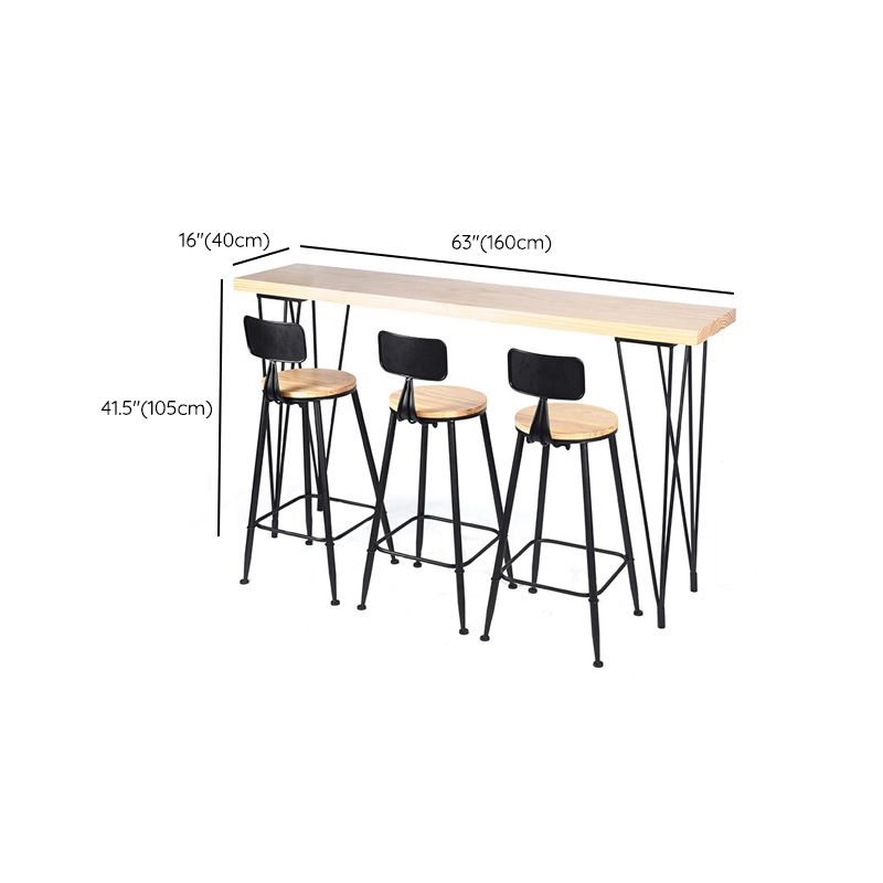 Wood Top Table Industrial Style Bistro Pub Table with 4 Legs Clearhalo 'Bar Furniture' 'Bar Tables' 'bar_tables' 'furn' 'furn_bar_tables' 'Furniture' 'Kitchen & Dining Furniture' 1200x1200_5d9378f9-19b6-4ce4-9c7f-b54c3afe423a