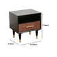Black Rattan Bed Nightstand Modern Minimalist Bedside Table with Legs