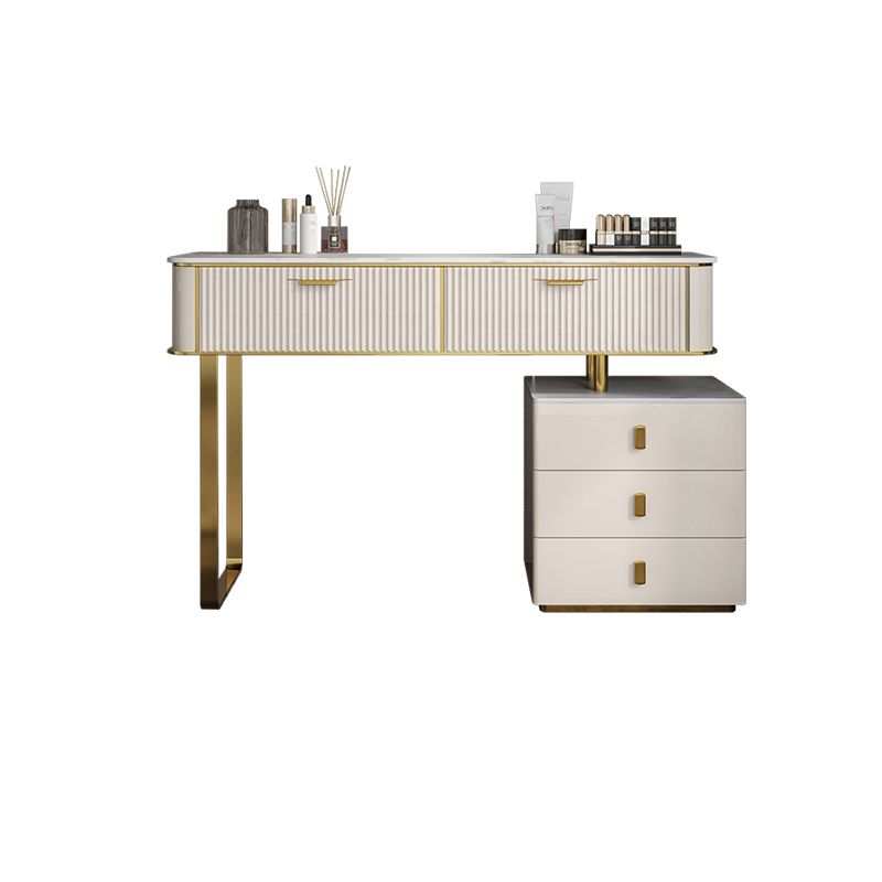 Beige Make-up Vanity Metal Dressing Table Stool Set with Drawers Clearhalo 'Bedroom Furniture' 'furn' 'furn_makeup_vanities' 'Furniture' 'Makeup Vanities' 'makeup_vanities' 1200x1200_5d95df07-40bd-42a8-a029-081e556d55f5
