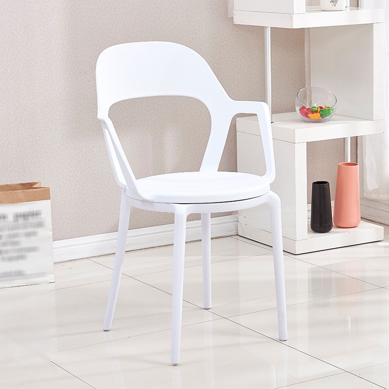 Chaise de cuisine contemporaine chaise latéral de bras à manger avec des jambes en plastique