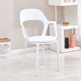 Chaise de cuisine contemporaine chaise latéral de bras à manger avec des jambes en plastique