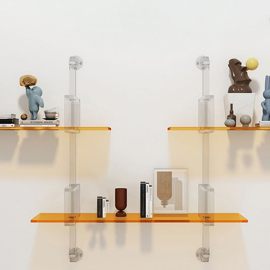 Closed Back Wall Mounted Bookshelf Modern Style Acrylic Bookcase