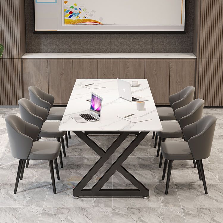 Industrielle rechteckige Schreibtisch Stein Stone Office Desk mit Schlittenbasis