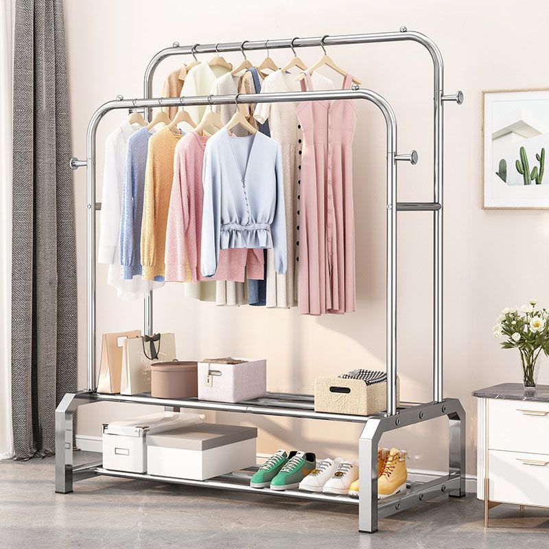 Industrielle Edelstahlhalle Hang Hängende Schienen untere Regal und 2 Haken Kleiderbügel