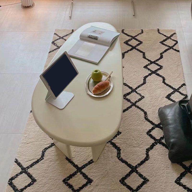 Contemporary Beige Coffee Table with 3 Legs in Wood Coffee Cocktail Table