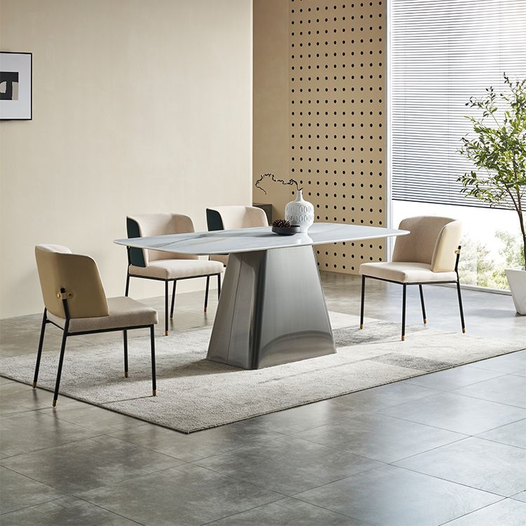 Modern Kitchen 1/5 Pcs Dining Set with White Marble Dining Table and Padded Chairs Clearhalo 'Dining Room Sets' 'Dining Tables & Seating' 'dining_room_set' 'furn' 'furn_dining_room_set' 'Furniture' 'Kitchen & Dining Furniture' 1200x1200_5d9beac6-b1b4-4153-b4bd-4a775edb0f66