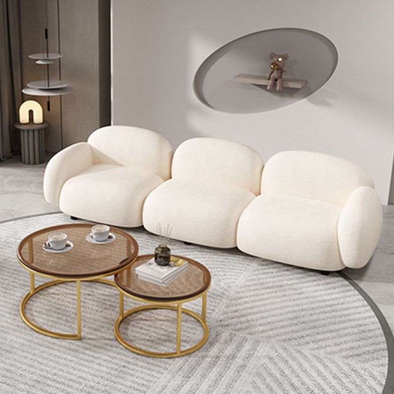 Square Arm Wool Sofa Modern Style 1/2/3-Seater Sofa in White