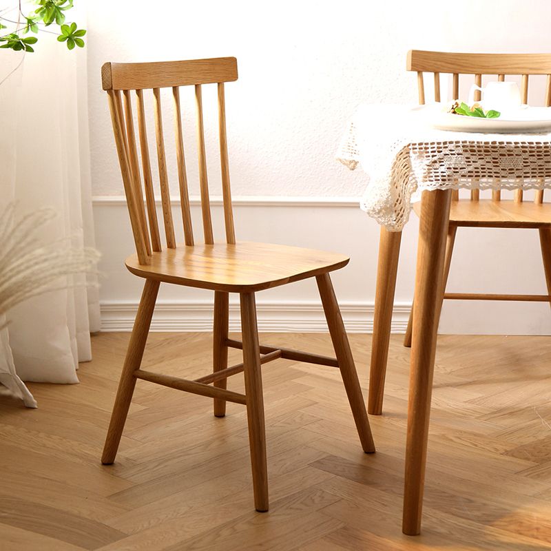 Contemporary Side Chair Rubberwood Dining Chairs with Slat Back