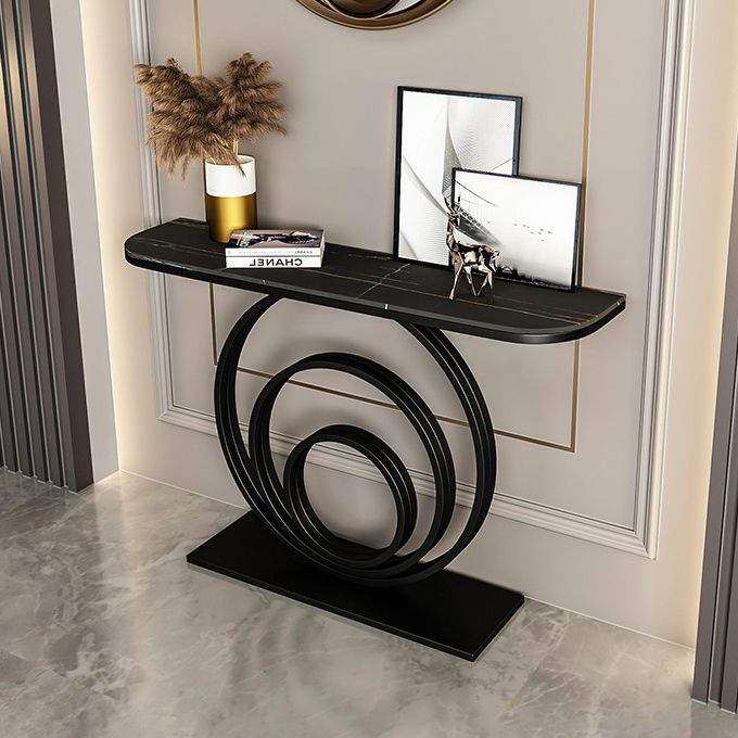 31.5" Tall Modern Console Table 1-shelf Stone Accent Table for Hall