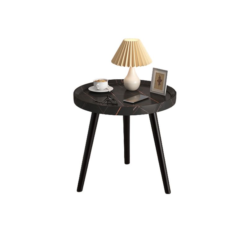 3脚カクテルテーブル人工材のクルミ/黒/白い丸いコーヒーテーブル