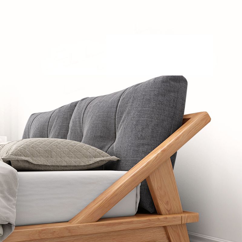 Midden-eeuws modern bedframe massief houten standaard bed as gestoffeerd hoofdeinde hoofdeinde