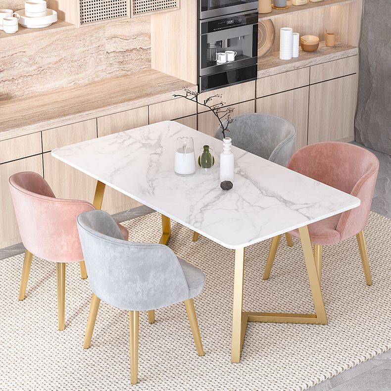 Modern Rectangle Shape White Dining Set Standard Sintered Stone Top Dining Set for Kitchen Clearhalo 'Dining Room Sets' 'Dining Tables & Seating' 'dining_room_set' 'furn' 'furn_dining_room_set' 'Furniture' 'furniture_dining_room_set' 'Kitchen & Dining Furniture' 'kitchen&dining_furn' 'kitchen' 1200x1200_5da5ab4b-d8f7-4c05-8a13-1676a9158608