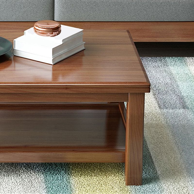 Solid Wood Coffee Table Scandinavian 4 Legs Cocktail Table with Storage Shelf Clearhalo 'Coffee & Accent Tables' 'Coffee Tables' 'coffee_tables' 'furn' 'furn_coffee_tables' 'Furniture' 'Living Room Furniture' 1200x1200_5da62acd-d310-4813-b5ce-772f9fbe765c