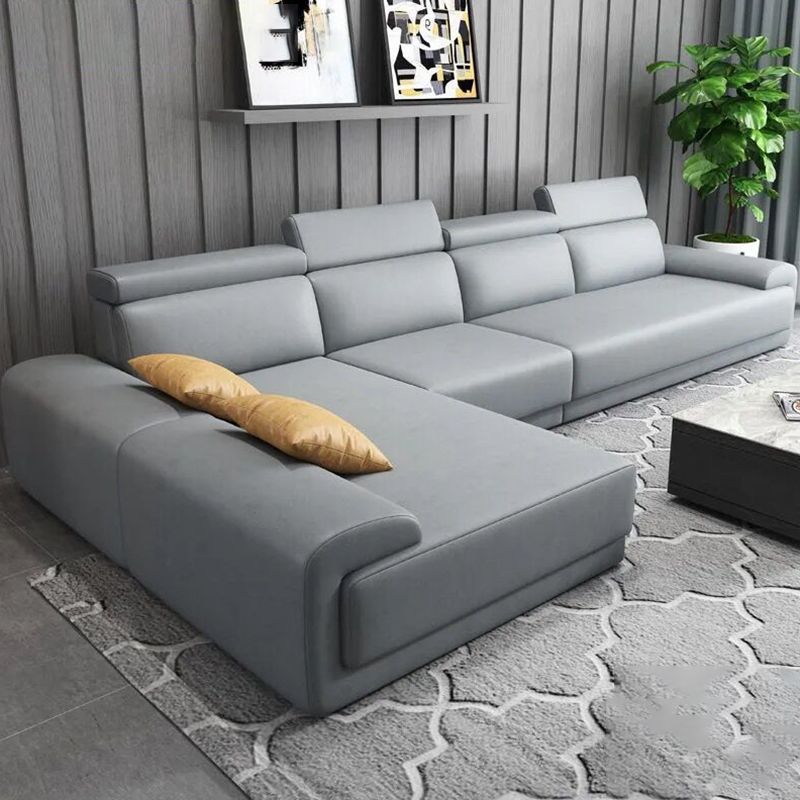 Modern Sectional with Adjustable Head Pillow and Pillow Top Arm Clearhalo 'furn' 'furn_sectionals' 'Furniture' 'Living Room Furniture' 'Sectionals' 1200x1200_5da9caa5-3c9c-489b-9d1d-ba2334a6ba43