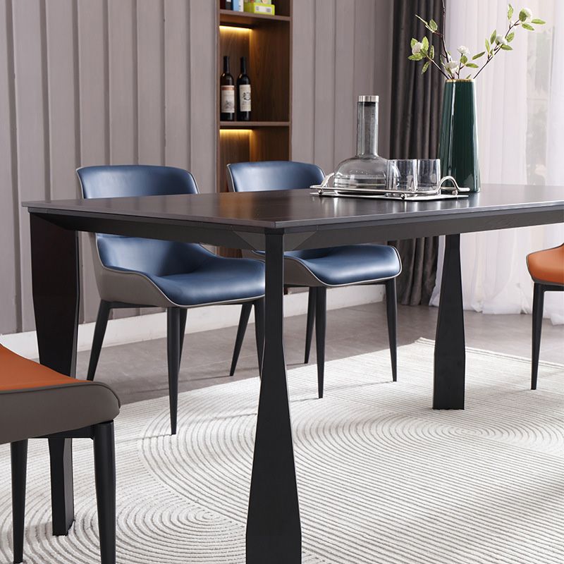 Industrial Dining Table Rectangle Stone Dinette Table in Black Clearhalo 'Dining Tables & Seating' 'Dining Tables' 'dining_table' 'furn' 'furn_dining_table' 'Furniture' 'Kitchen & Dining Furniture' 1200x1200_5daa7477-cb23-4ea6-8aa2-6bdbd755a6e3