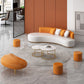 Faux Leather Contemporary Standard Armless Sofa Curved Sofa for Living Room