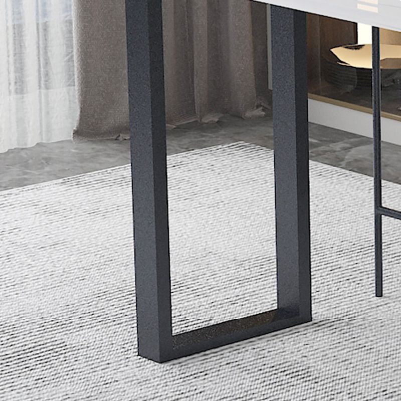 White Stone Rectangle Bar Wine Table Double Pedestal Living Room Bar Dining Table Clearhalo 'Bar Furniture' 'Bar Tables' 'bar_tables' 'furn' 'furn_bar_tables' 'Furniture' 'furniture_bar_tables' 'Kitchen & Dining Furniture' 1200x1200_5dadd477-91ef-466a-b361-2f791ad9d20c