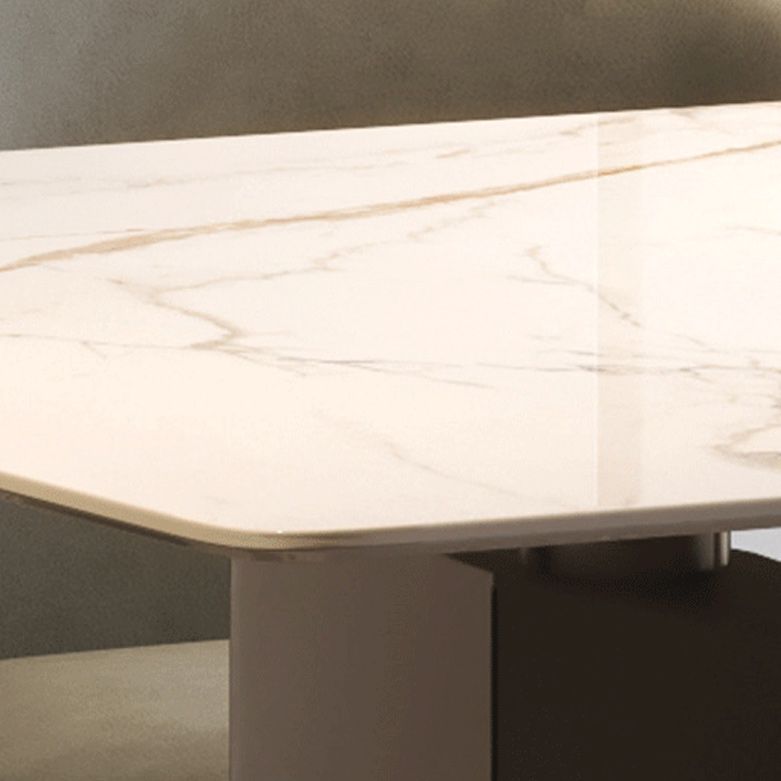 Mesa de comedor de lujo tradicional mesa de doble pedestal con base de acero