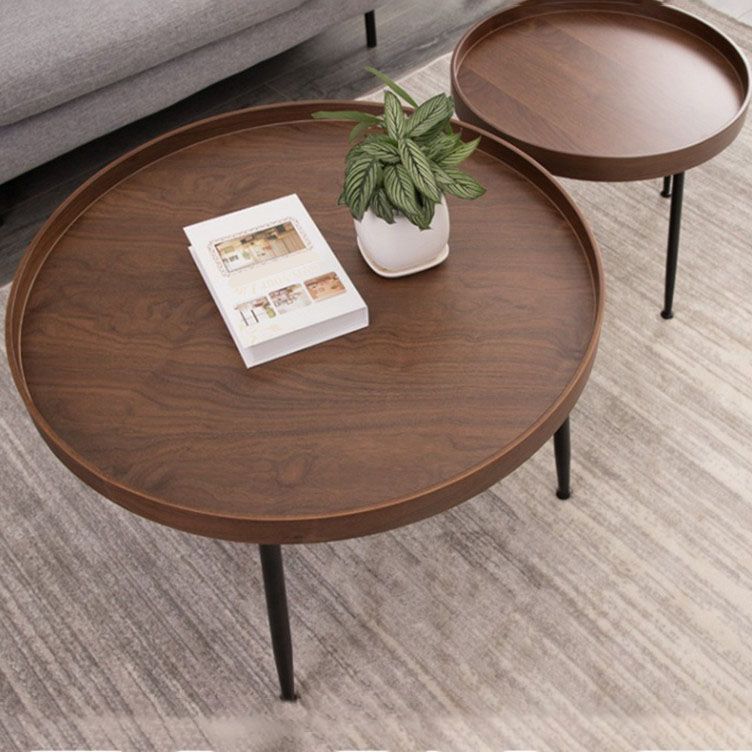 Tray Top Solid Wood Coffee Table Round Single Cocktail Table in Brown Clearhalo 'Coffee & Accent Tables' 'Coffee Tables' 'coffee_tables' 'furn' 'furn_coffee_tables' 'Furniture' 'Living Room Furniture' 1200x1200_5daf359b-ed42-4e11-aced-a99cbe841266