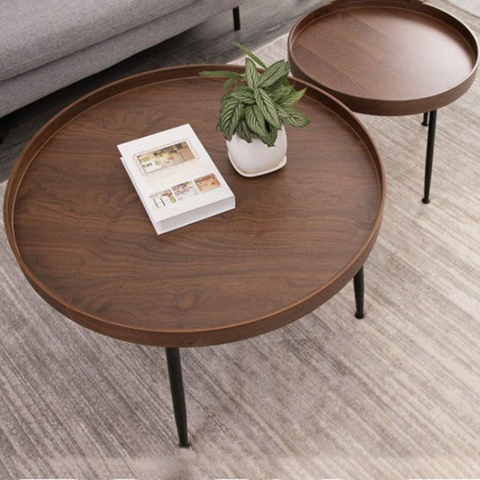 Tray Top Solid Wood Coffee Table Round Single Cocktail Table in Brown Clearhalo 'Coffee & Accent Tables' 'Coffee Tables' 'coffee_tables' 'furn' 'furn_coffee_tables' 'Furniture' 'Living Room Furniture' 1200x1200_5daf359b-ed42-4e11-aced-a99cbe841266