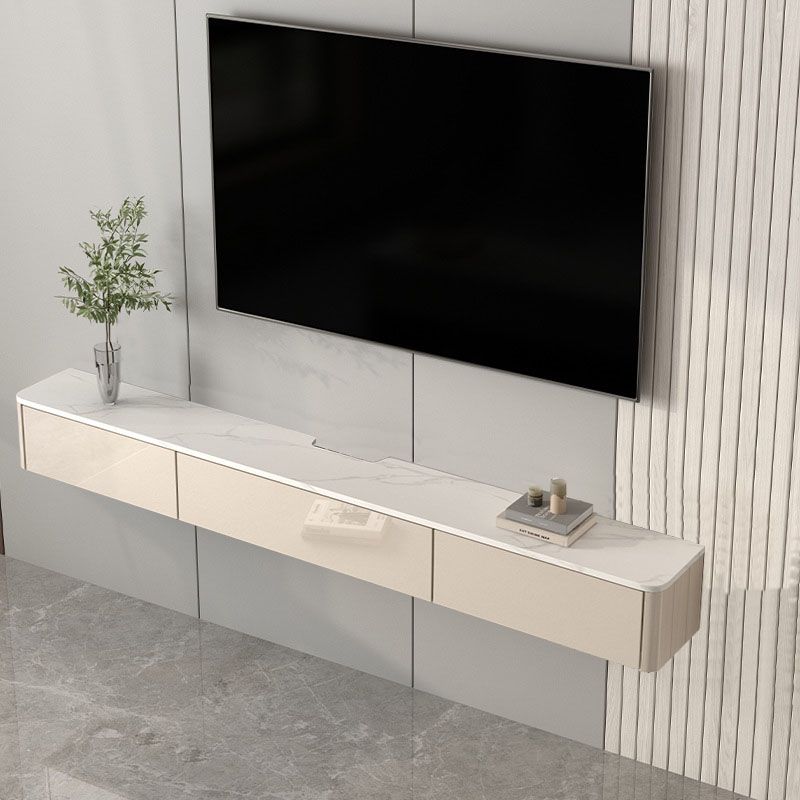 Console TV a parete moderna in legno con cassetti e porte, 9,5 "D x 7" H
