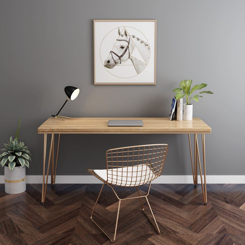 Glam Style Hairpin Writing Desk Rectangular Solid Wood Office Desk Clearhalo 'Furniture' 'furniture_office_desk' 'Office Desks' 'Office Furniture' 'office_desk' 1200x1200_5db06c64-7320-4399-ad8e-4721313f4aef
