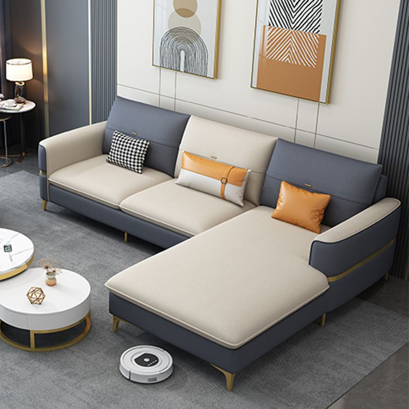 Sofá de brazo cuadrado de cuero de forma escandinava con 2 almohadas