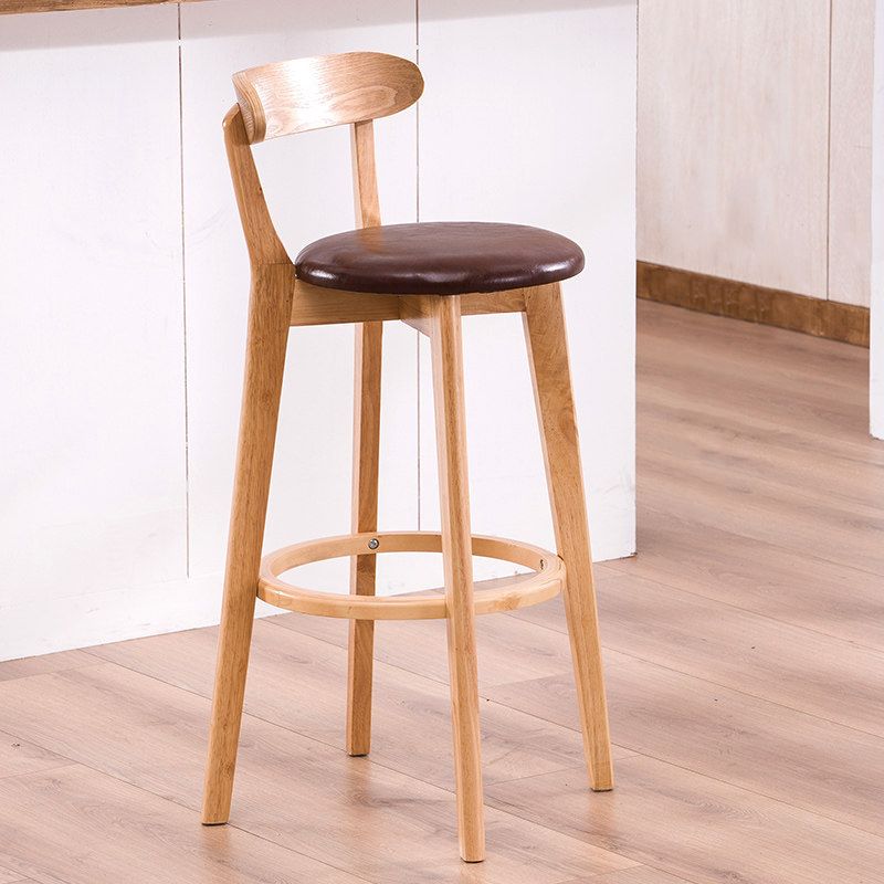 Scandinavian Dessert Shop Beech Stool Matte Finish Upholstered Bar Stools Clearhalo 'Bar Furniture' 'Bar Stools' 'bar_stools' 'Furniture' 'furniture_bar_stools' 'Kitchen & Dining Furniture' 1200x1200_5db45e7c-3be6-407f-90d3-20f7f0ddabd4