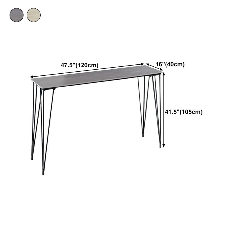 Stone Bar Dining Table Industrial Bar Dining Table with 4 Black Legs Clearhalo 'Bar Furniture' 'Bar Tables' 'bar_tables' 'furn' 'furn_bar_tables' 'Furniture' 'furniture_bar_tables' 'Kitchen & Dining Furniture' 1200x1200_5db66bee-88c9-4455-91c0-c84919e88de3