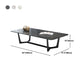 Glam Style Rectangular Slte Black Metal Trestle Type Base Coffee Table