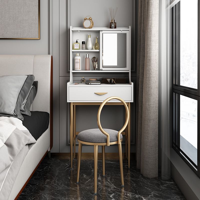 Luxurious Vanity Set 1/2 Storage Drawers with Mirror & Padded Stool