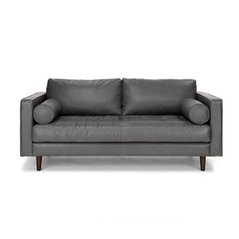 Faux Leather Modern Sofa 37.7"W Square Arm Sofa with 2 Pillows for Living Room Clearhalo 'furn' 'furn_sofas' 'Furniture' 'furniture_sofas' 'kitchen' 'kitchen_sofas' 'Living Room Furniture' 'Sofa' 'sofas' 1200x1200_5dba2340-18c3-46d7-be64-0b61e0360d48