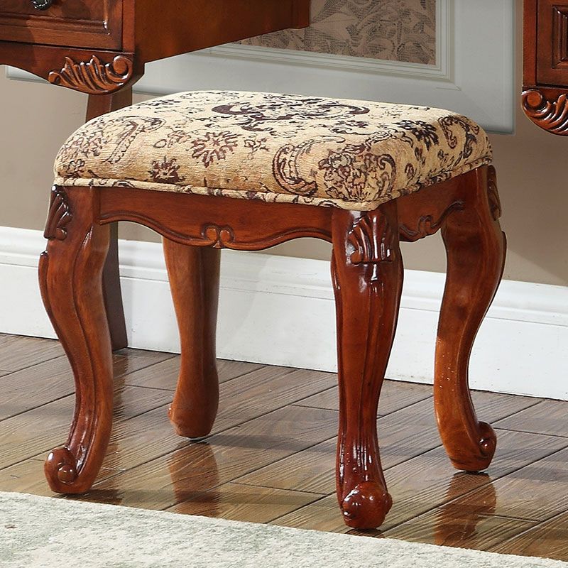 18.89 "Tocador marrón ancho con tocador de maquillaje de vidrio espejo con 5 cajones de almacenamiento