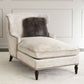 Chaise longue rembourrée de campagne française, chaise longue en micro-velours