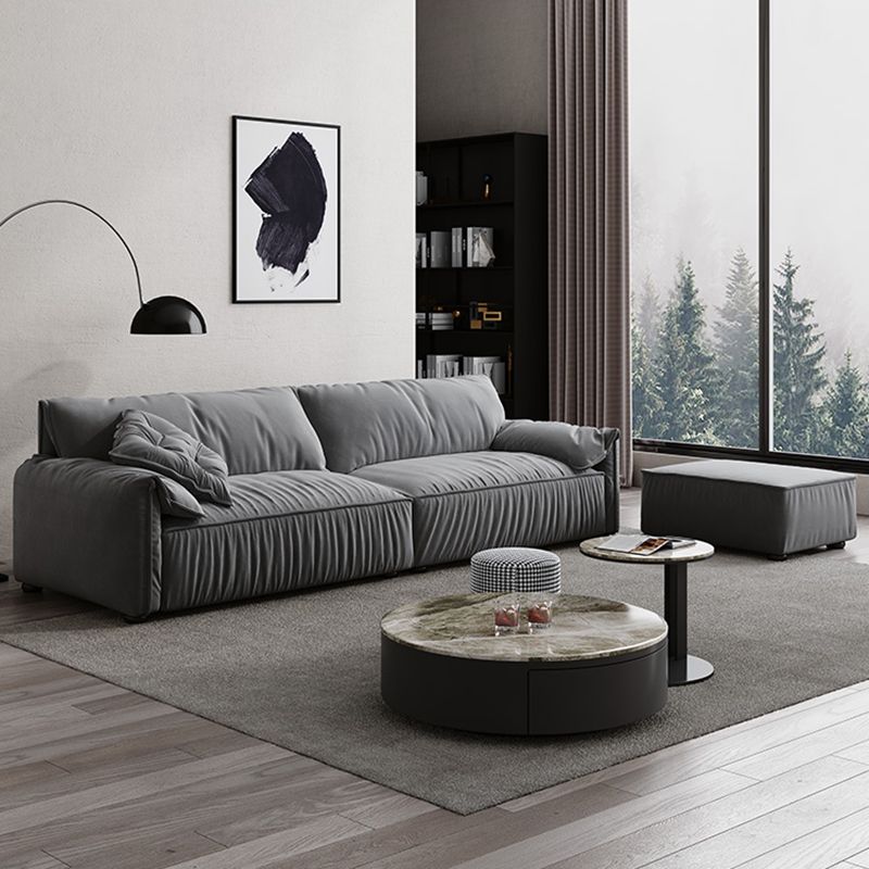 Sofá estándar de espalda apretada de la playa 33.46 "Sofá de brazo superior de almohada de terciopelo alto, gris