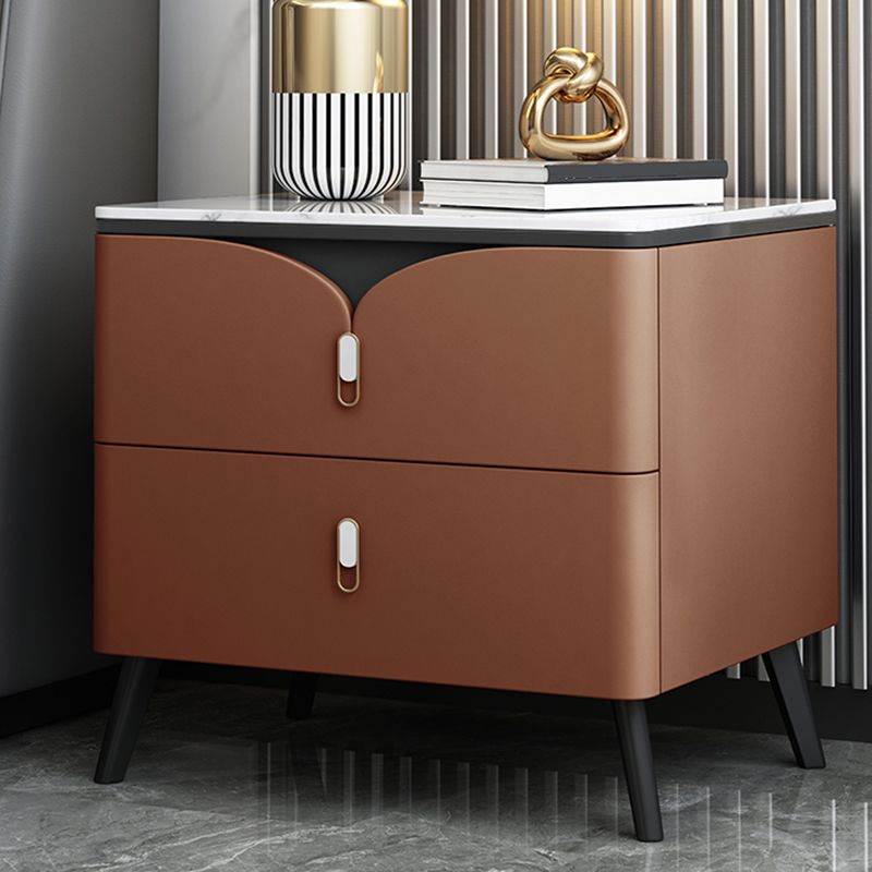 18 Inch H Night Table Modern Solid Wood 2-Drawer Stone Top Faux Leather Nightstand Clearhalo 'Bedroom Furniture' 'furn' 'furn_night_stand' 'Furniture' 'night_stand' 'Nightstands' 1200x1200_5dbd8dd1-a753-4f6e-ad1b-95e33fb8a2c3