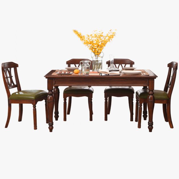 Ash Wood Top Table Solid Wood Mid-Century Modern Rectangle Dining Table for Dining Room