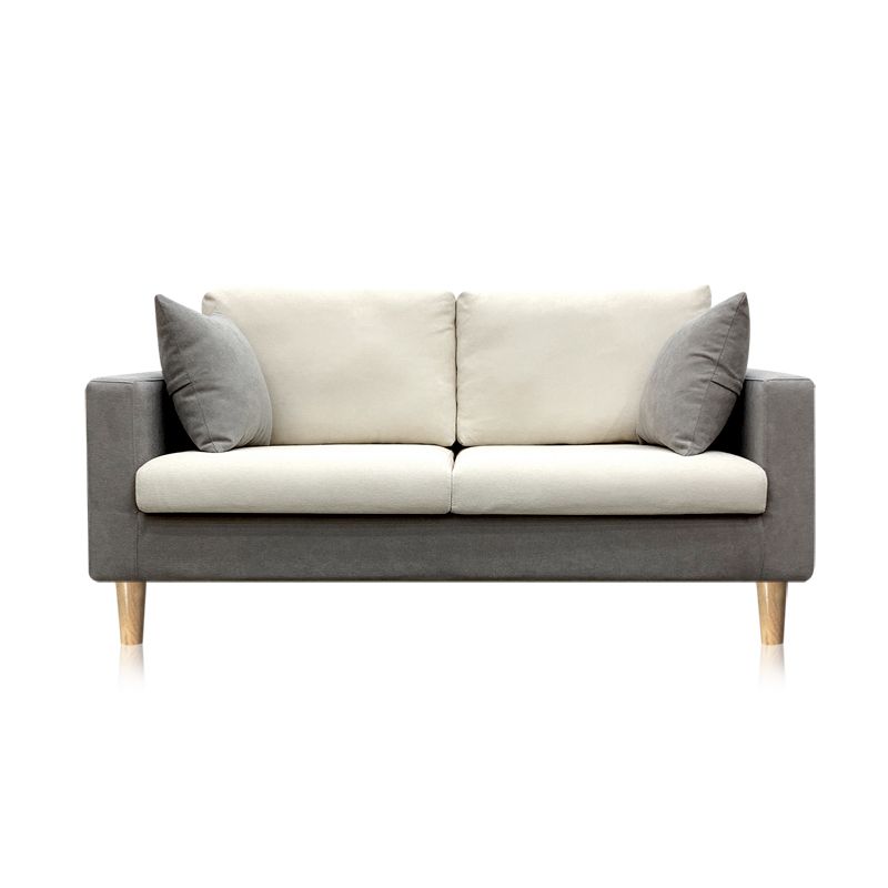 Contemporary Fabric Stationary Square Arm Loveseat with Loose Back Clearhalo 'furn' 'furn_sofas' 'Furniture' 'furniture_sofas' 'kitchen' 'kitchen_sofas' 'Living Room Furniture' 'Sofa' 'sofas' 1200x1200_5dbdb90d-0d33-4a0c-b7ee-fdc902adbb6f