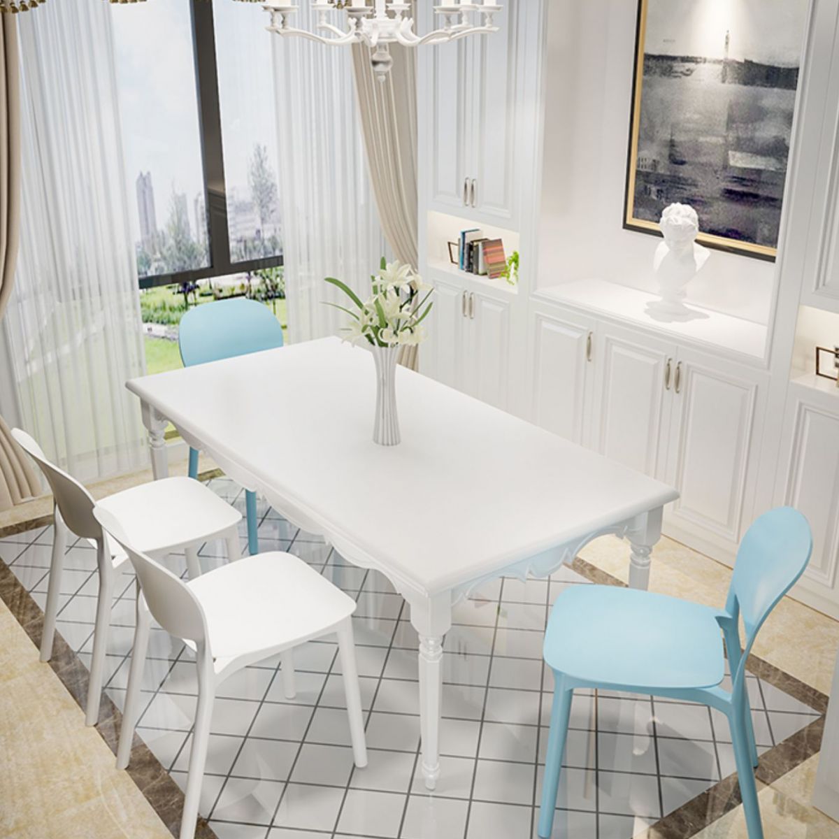 Modern Dining Room Plastic Open Back Stackable Dining Side Chair Clearhalo 'Dining Chairs' 'Dining Tables & Seating' 'dining_chair' 'furn' 'furn_dining_chair' 'Furniture' 'Kitchen & Dining Furniture' 1200x1200_5dc0a235-5d9d-42e7-8396-6b0c6ffa42a2