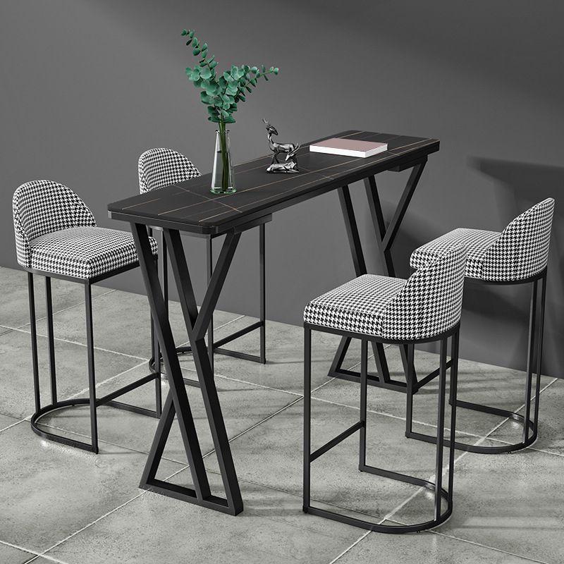 Table de Bar rectangulaire en pierre frittée, Base de traîneau, Table à manger pour cuisine et salon