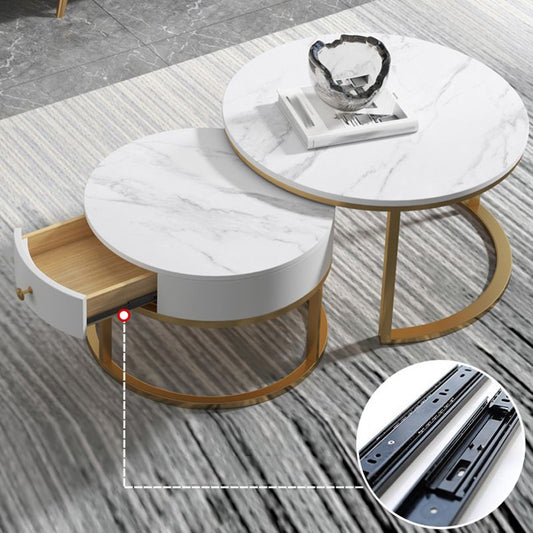 スレートフレームコーヒーテーブルリビングルーム用のネスティングコーヒーテーブルセット