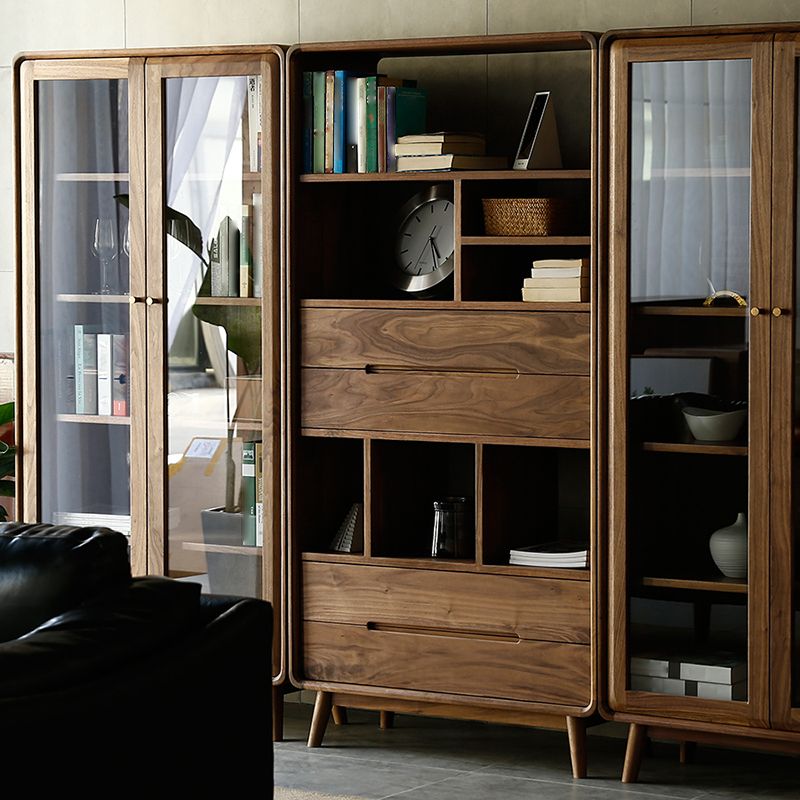 Bibliothèque d'intérieur de style moderne, bibliothèque standard en bois massif avec étagères