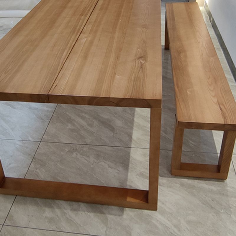 Table à manger en bois massif, Table de dîner de forme rectangulaire pour le salon