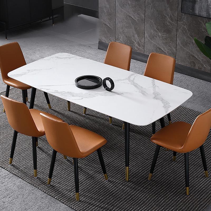 Contemporary Stone Dining Table Black Rectangle Dining Table with 4 Wood Legs Clearhalo 'Dining Tables & Seating' 'Dining Tables' 'dining_table' 'furn' 'furn_dining_table' 'Furniture' 'furniture_dining_table' 'Kitchen & Dining Furniture' 'kitchen' 'kitchen_dining_table' 1200x1200_5dc3b12a-b9ee-4185-8c4f-c1500d78d022