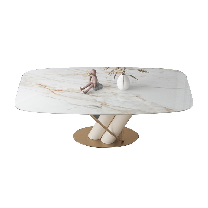Glam Style Rectangle Table Sintered Stone Table with Metal Legs for Home Use Clearhalo 'Dining Tables & Seating' 'Dining Tables' 'dining_table' 'furn' 'furn_dining_table' 'Furniture' 'Kitchen & Dining Furniture' 1200x1200_5dc420ce-8f0e-4de2-90aa-93f0c40df3cc
