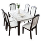 Traditional Style Marble Dining Set with White Fixed Table and 4 Black Legs Base Clearhalo 'Dining Room Sets' 'Dining Tables & Seating' 'dining_room_set' 'furn' 'furn_dining_room_set' 'Furniture' 'furniture_dining_room_set' 'Kitchen & Dining Furniture' 'kitchen&dining_furn' 'kitchen' 1200x1200_5dc67d7c-391b-40f1-b16c-8a66519dc4ca
