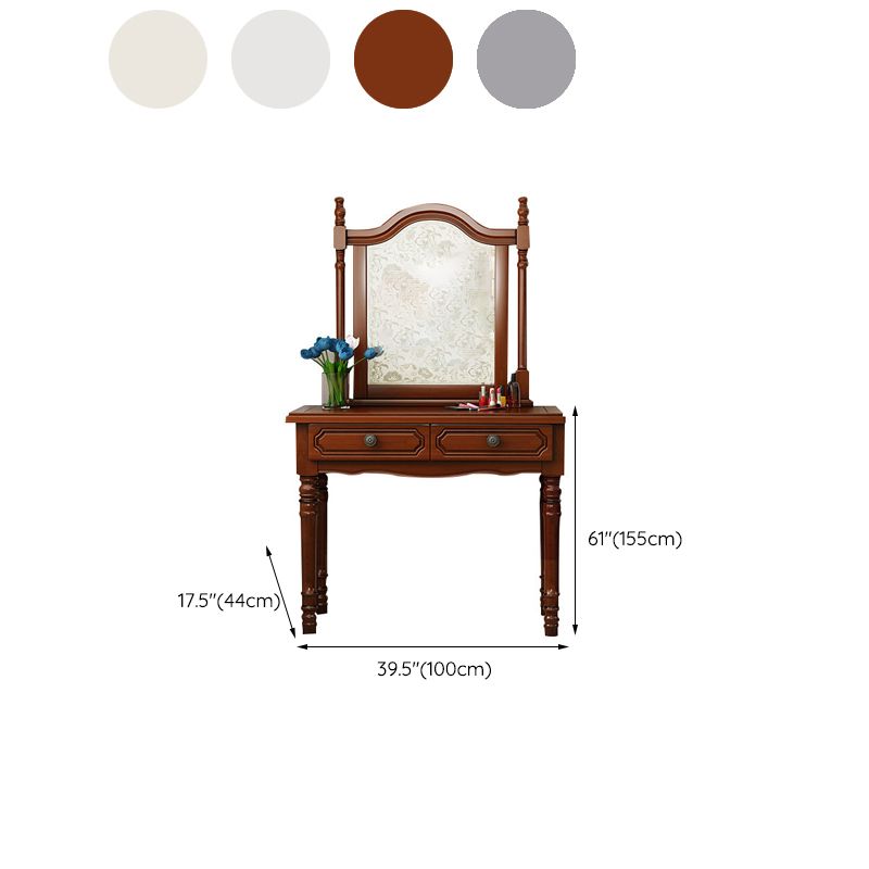 Sgabello da toep da trucco in legno massiccio vittoriano con specchio